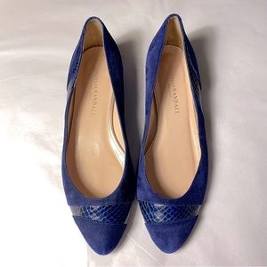 LOEFFLER RANDALL // royal blue suede snakeskin almond pointed toe ballet flats